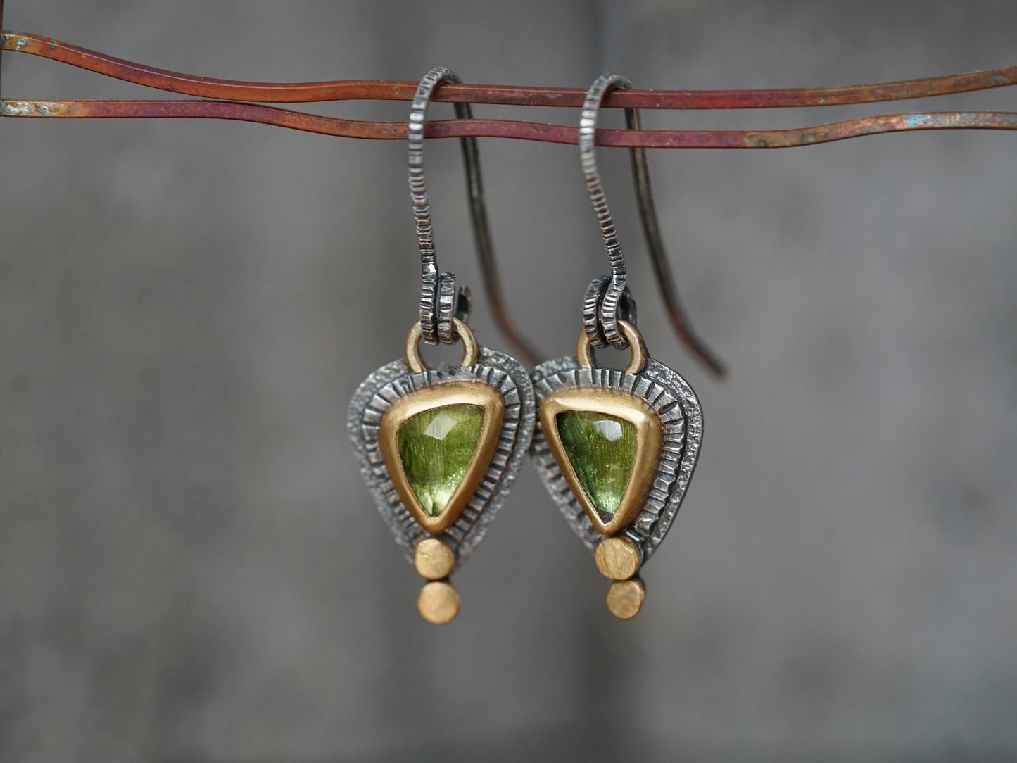 Green tourmaline drop earrings