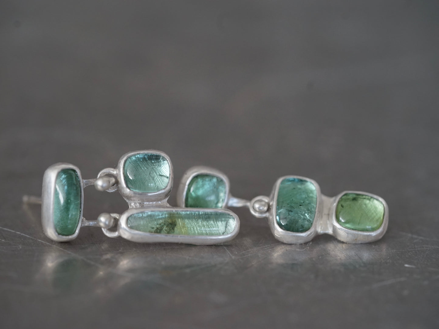 Reserved for Catia, asymmetrical tourmaline earrings