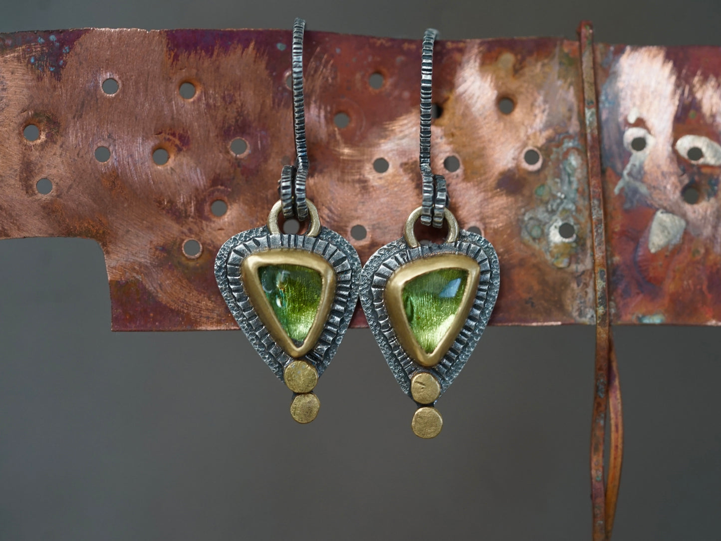 Green tourmaline drop earrings