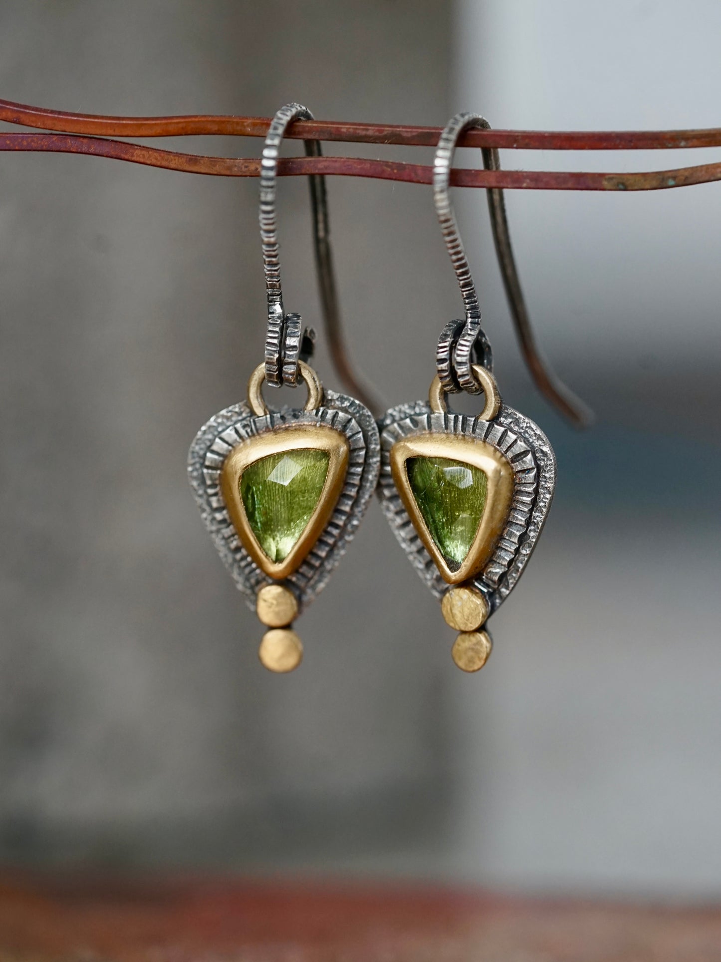 Green tourmaline drop earrings