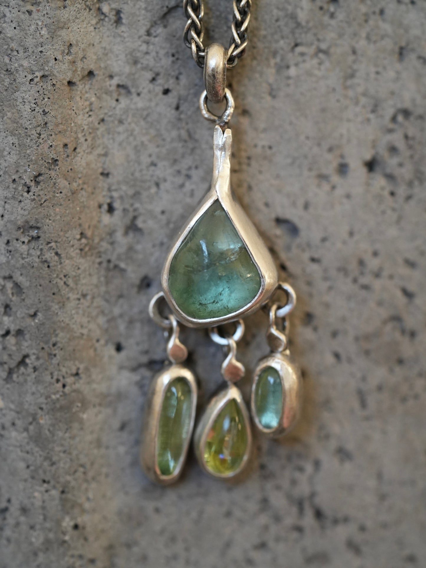Blue-green tourmaline hope pendant