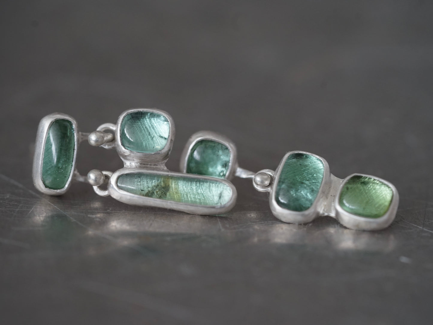 Reserved for Catia, asymmetrical tourmaline earrings