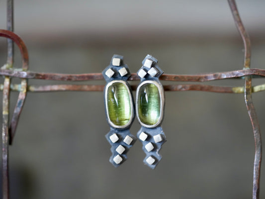Green tourmaline post earrings