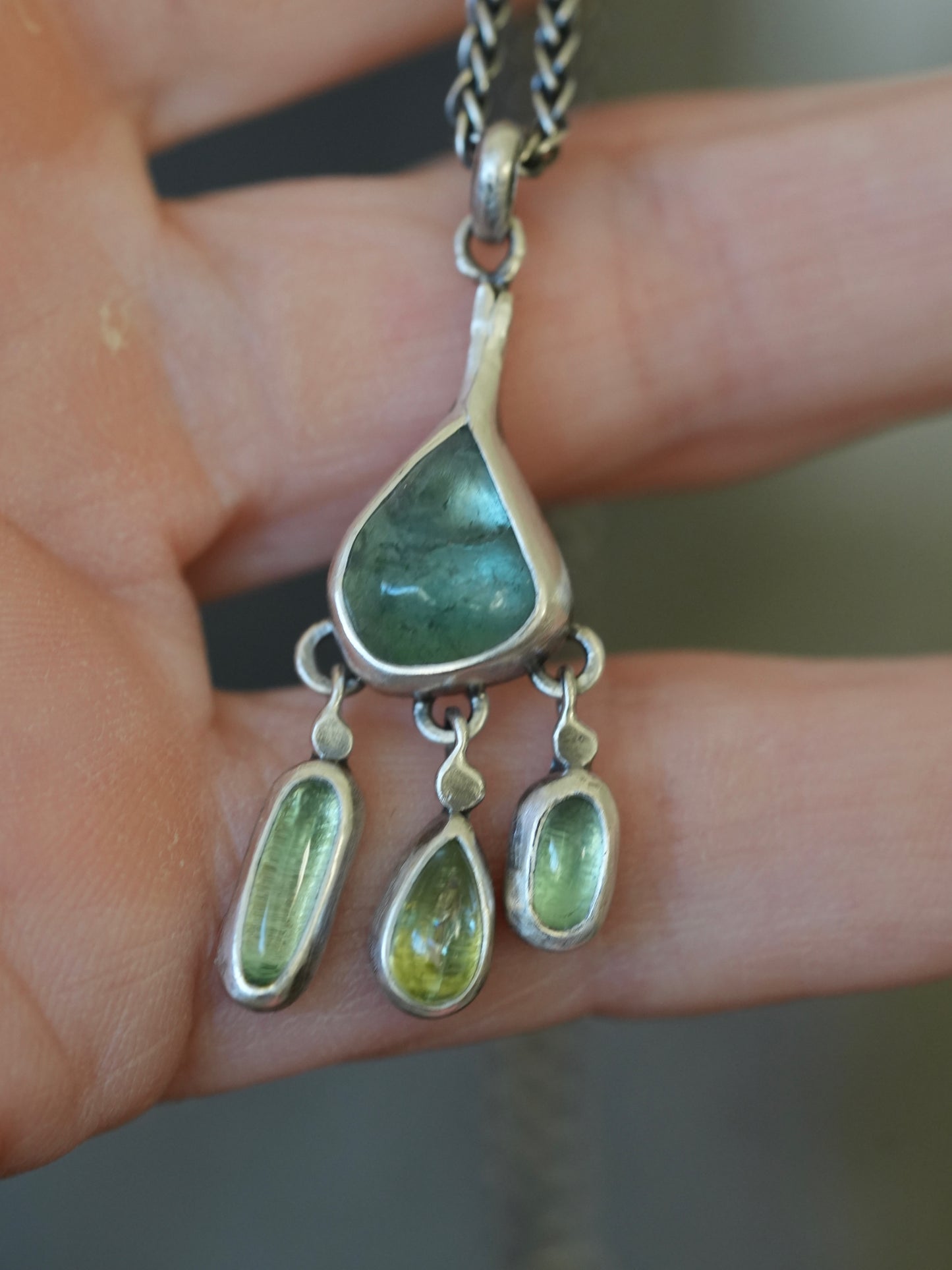 Blue-green tourmaline hope pendant