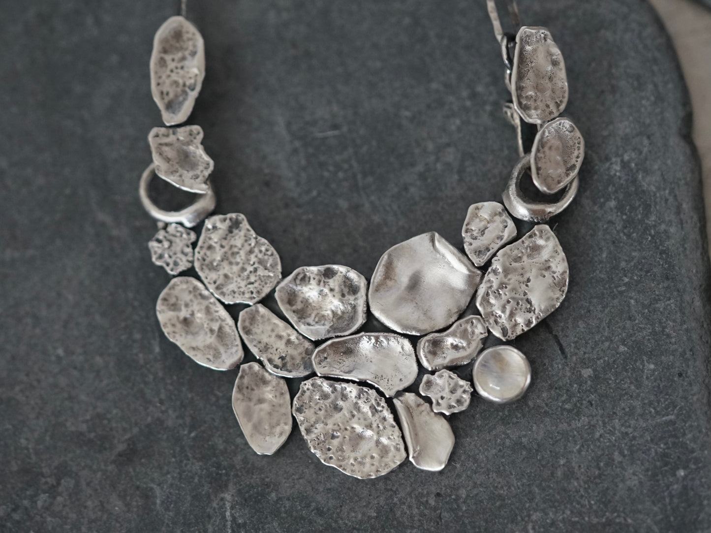Silver cloud and moonstone necklace