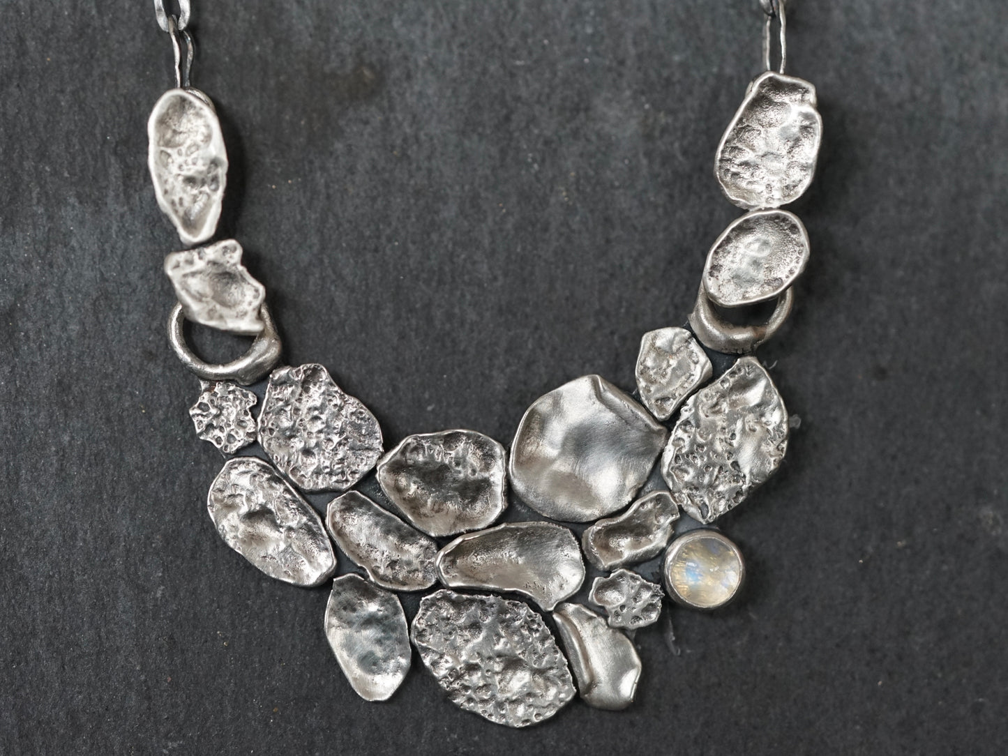 Silver cloud and moonstone necklace