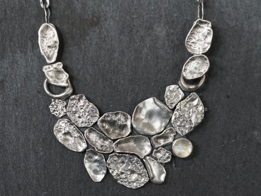 Silver cloud and moonstone necklace