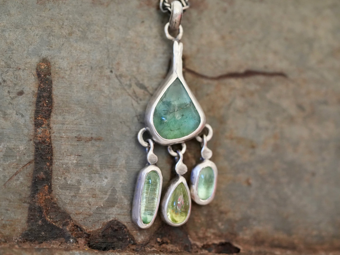Blue-green tourmaline hope pendant