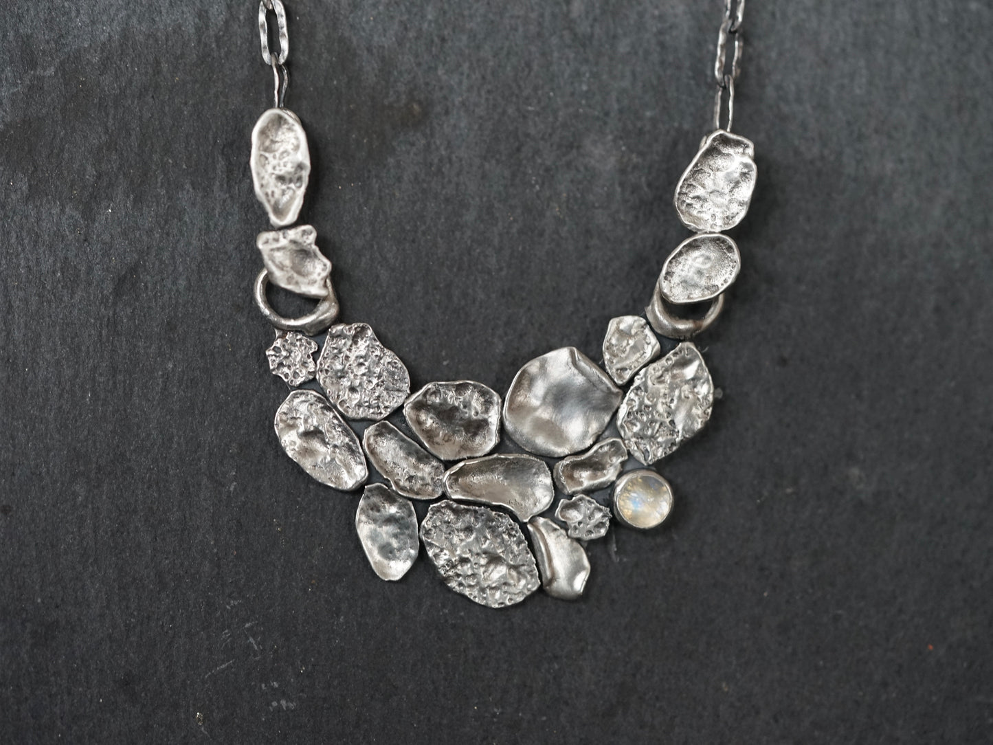 Silver cloud and moonstone necklace