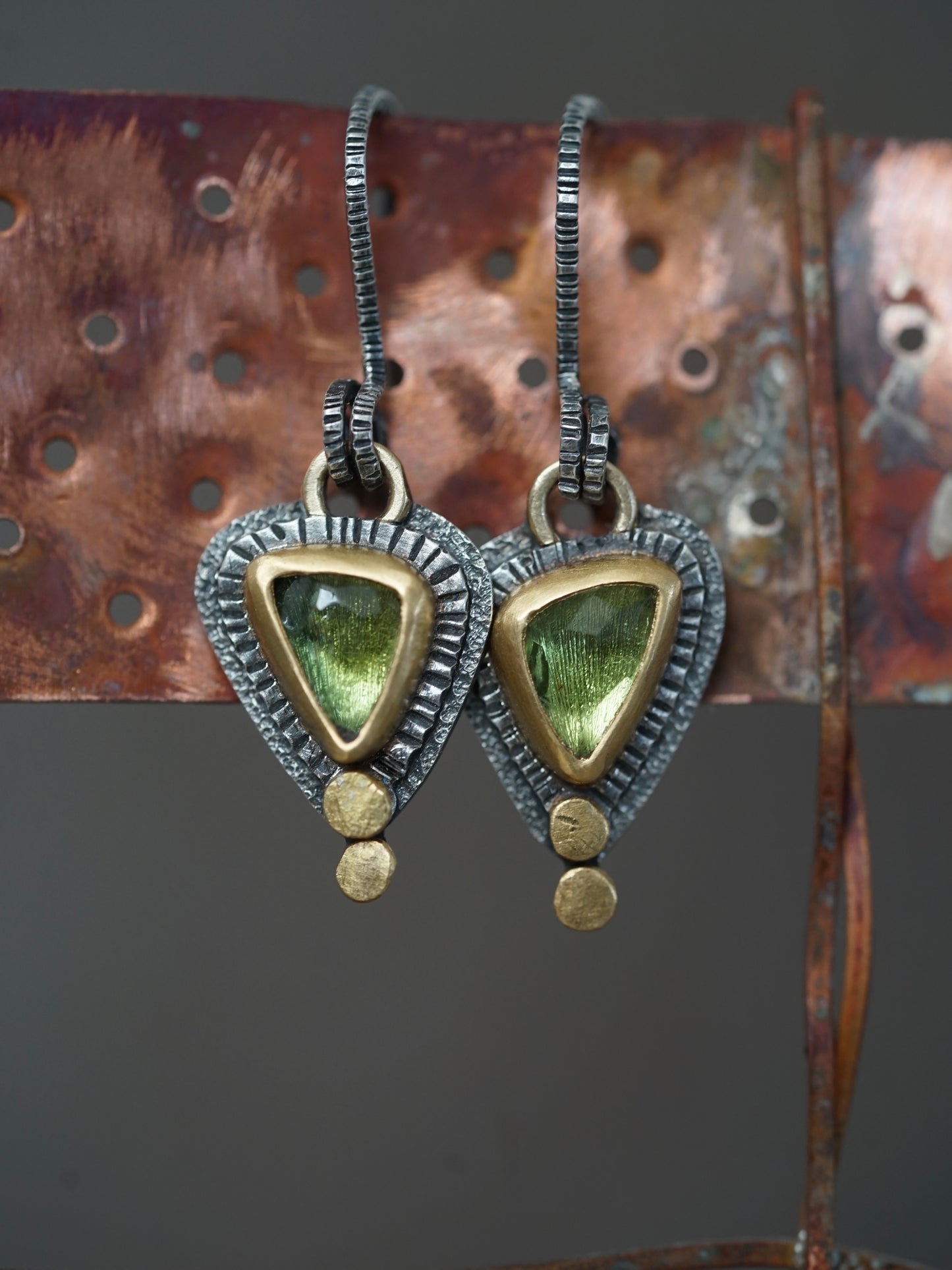 Green tourmaline drop earrings