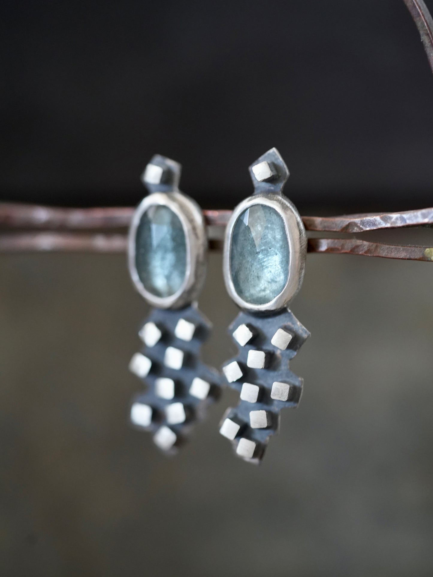 Handmade aquamarine post earrings
