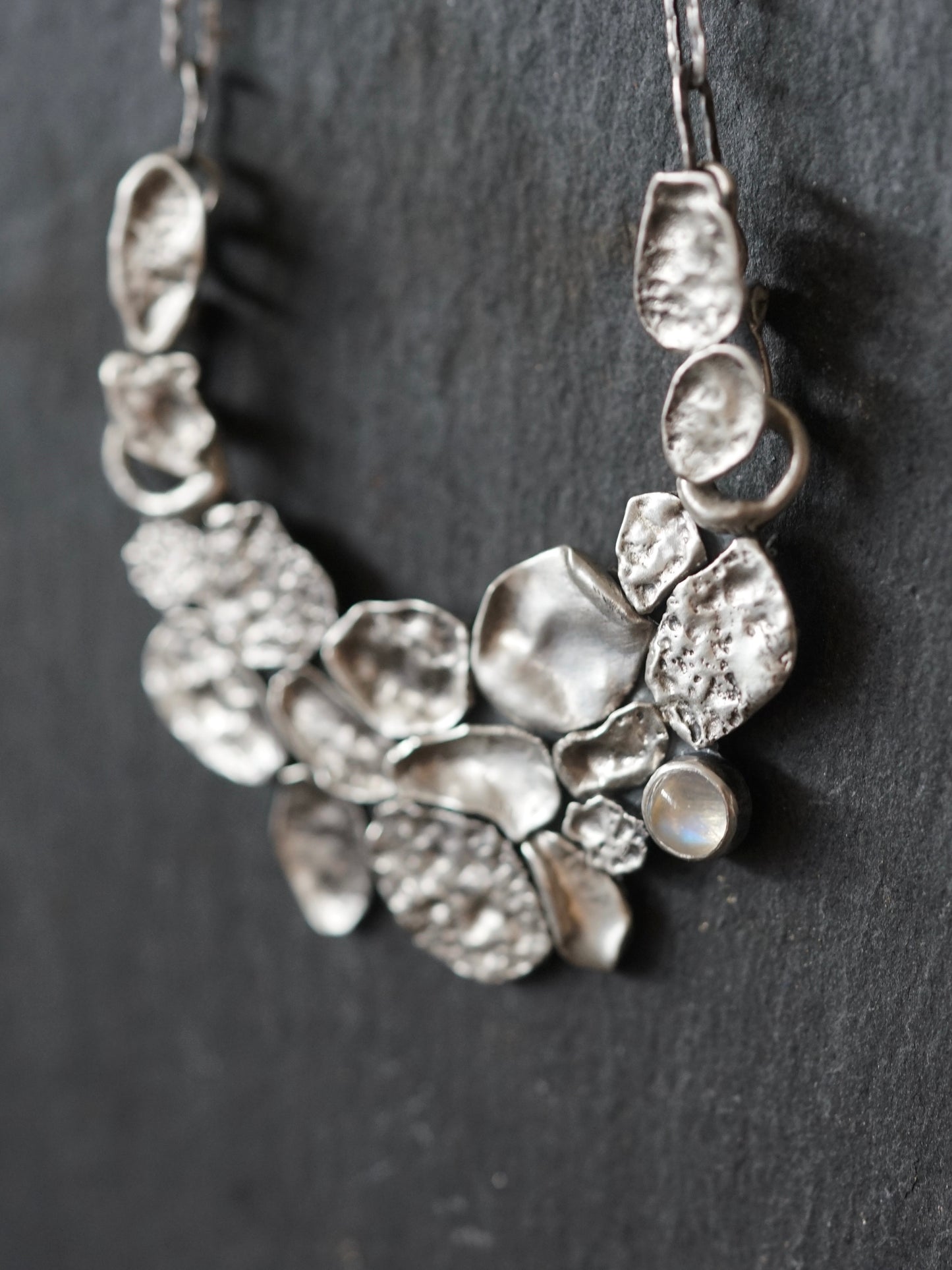 Silver cloud and moonstone necklace