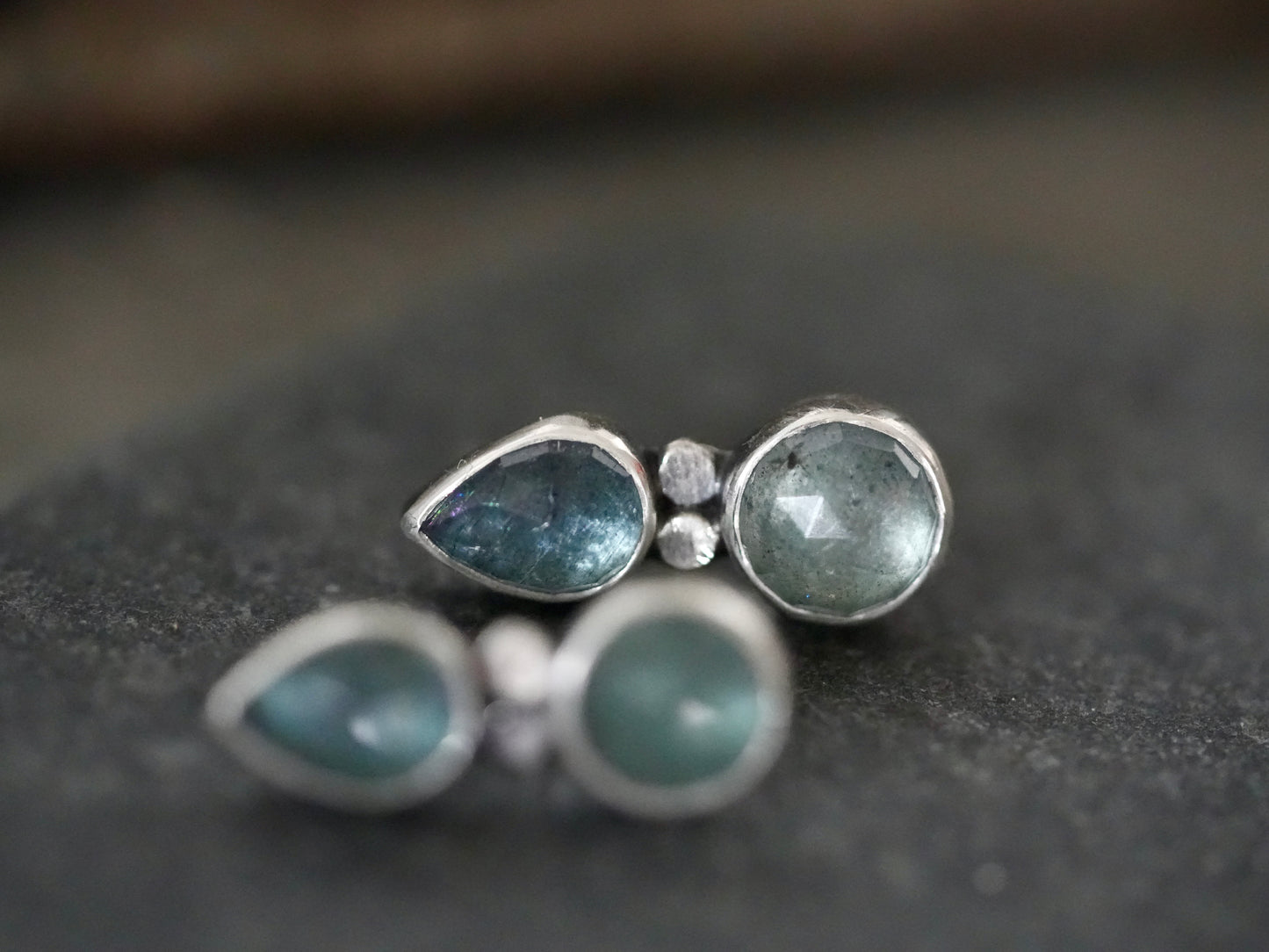 Moss aquamarine post earrings
