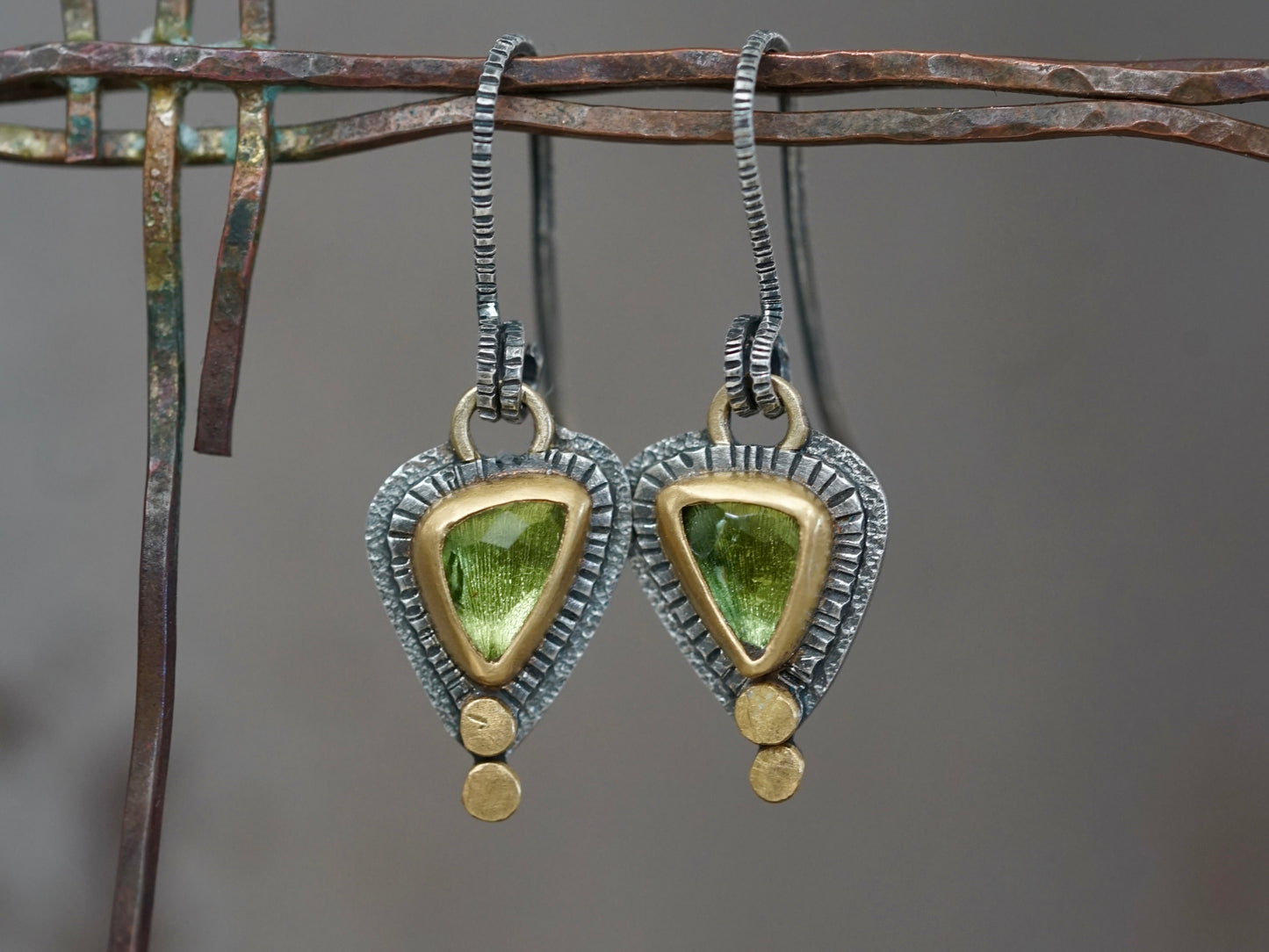 Green tourmaline drop earrings