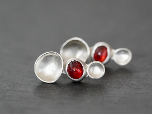 Handcrafted Sterling Silver & Garnet Earrings – Modern Elegance