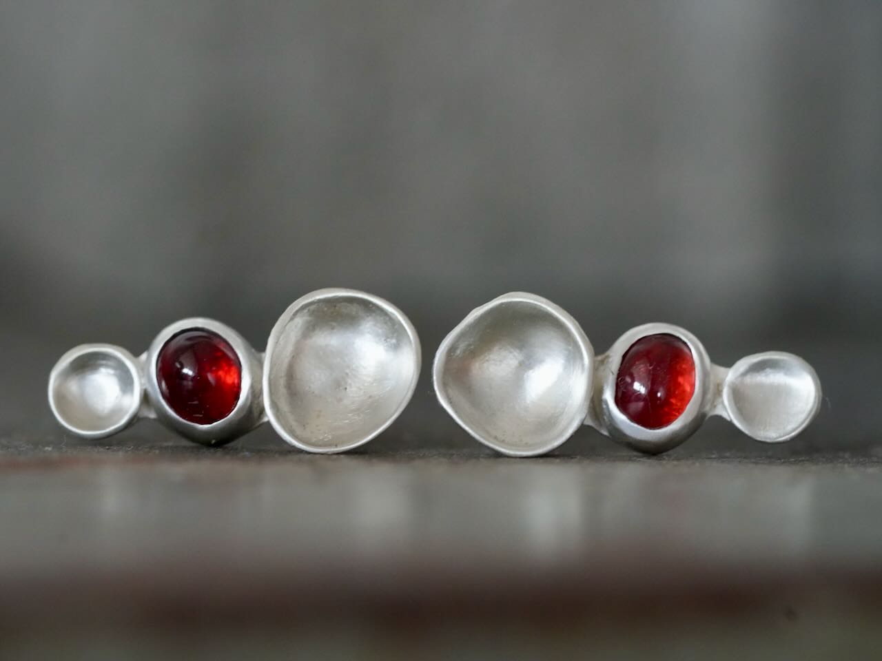 Handcrafted Sterling Silver & Garnet Earrings – Modern Elegance