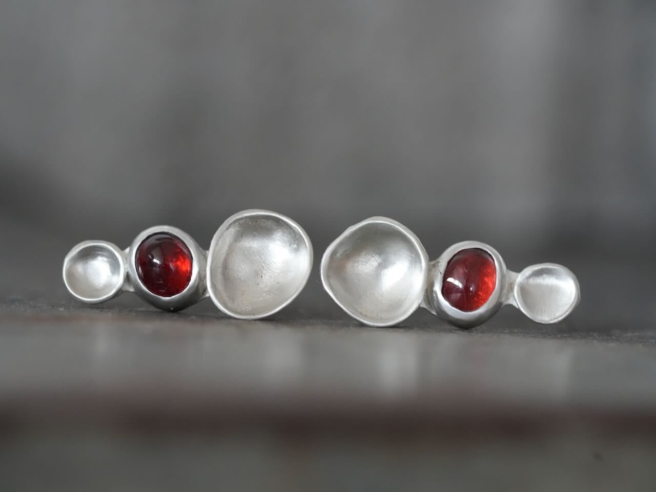 Handcrafted Sterling Silver & Garnet Earrings – Modern Elegance