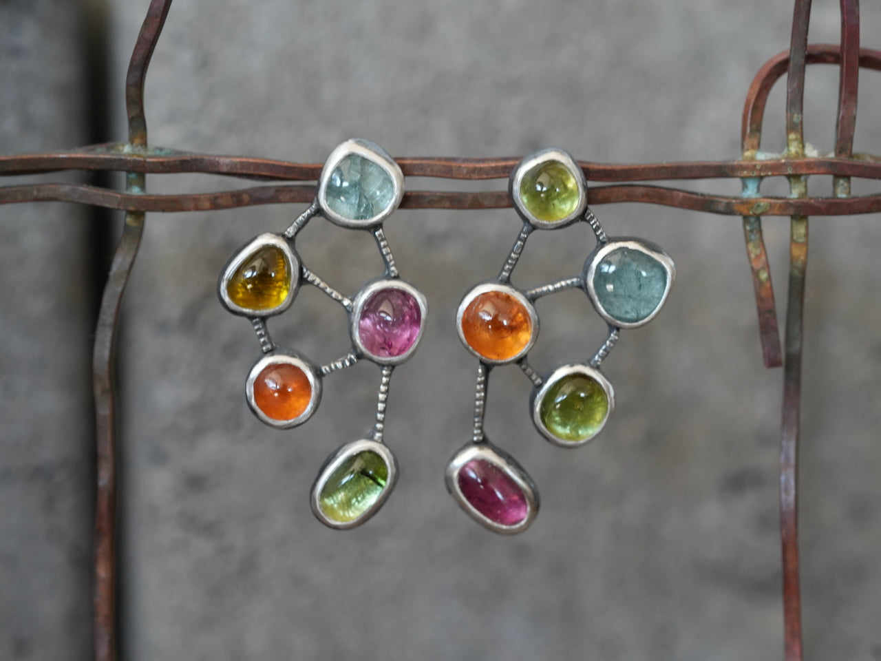 Handmade Multi-Tourmaline Earrings – A Vibrant Symphony of Color