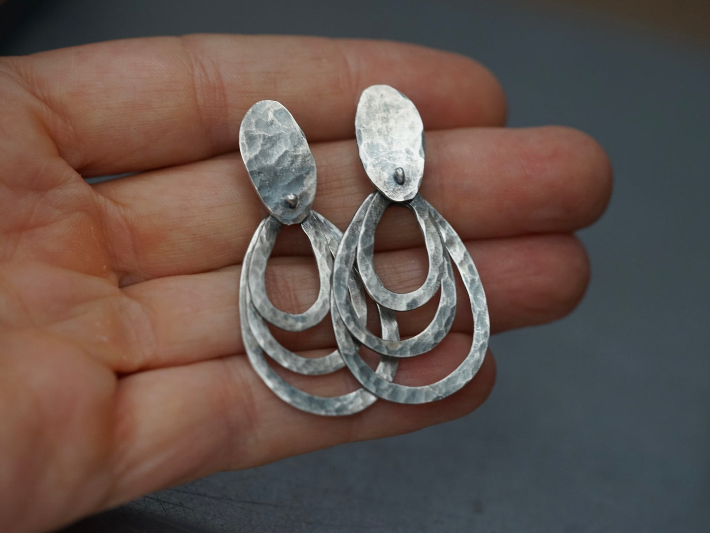 Dangly moving sterling silver drop earrings