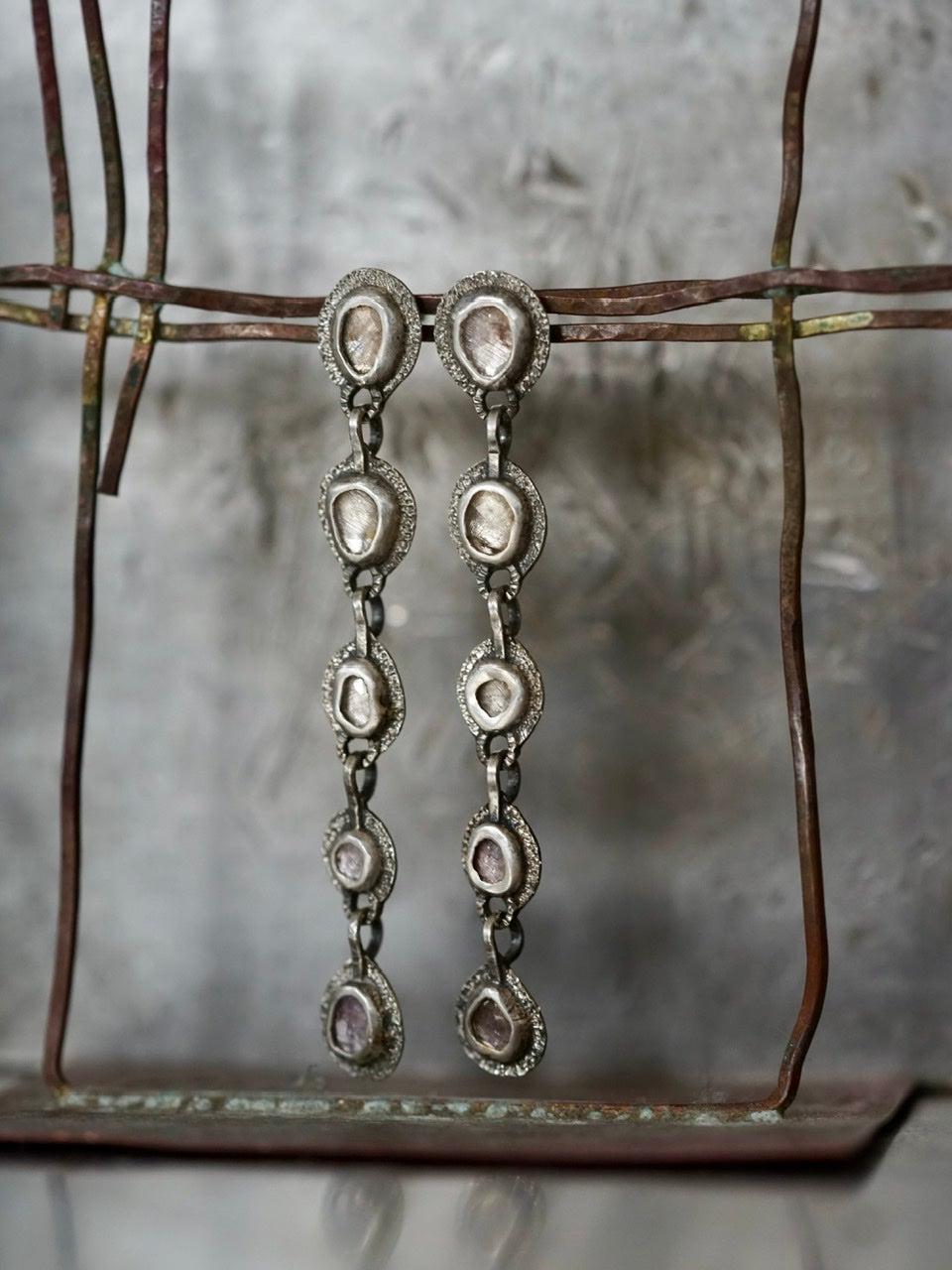 Long blush tone spinel drop earrings