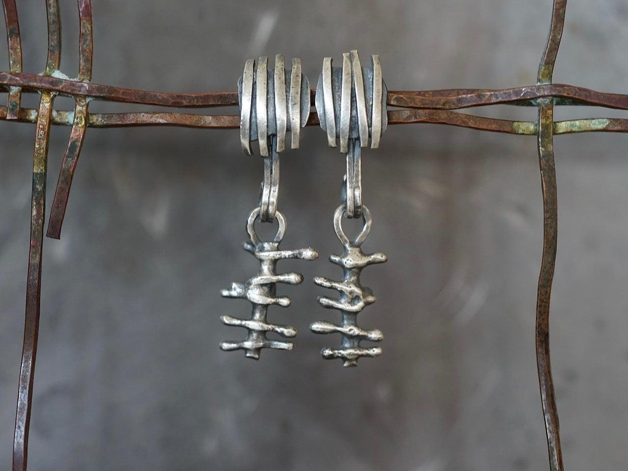 Remnants/ withered series, small skeletal sterling silver earrings