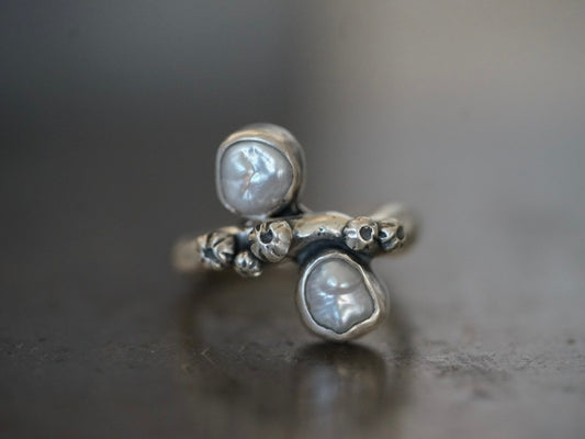 Organic freshwater pearl ring, size