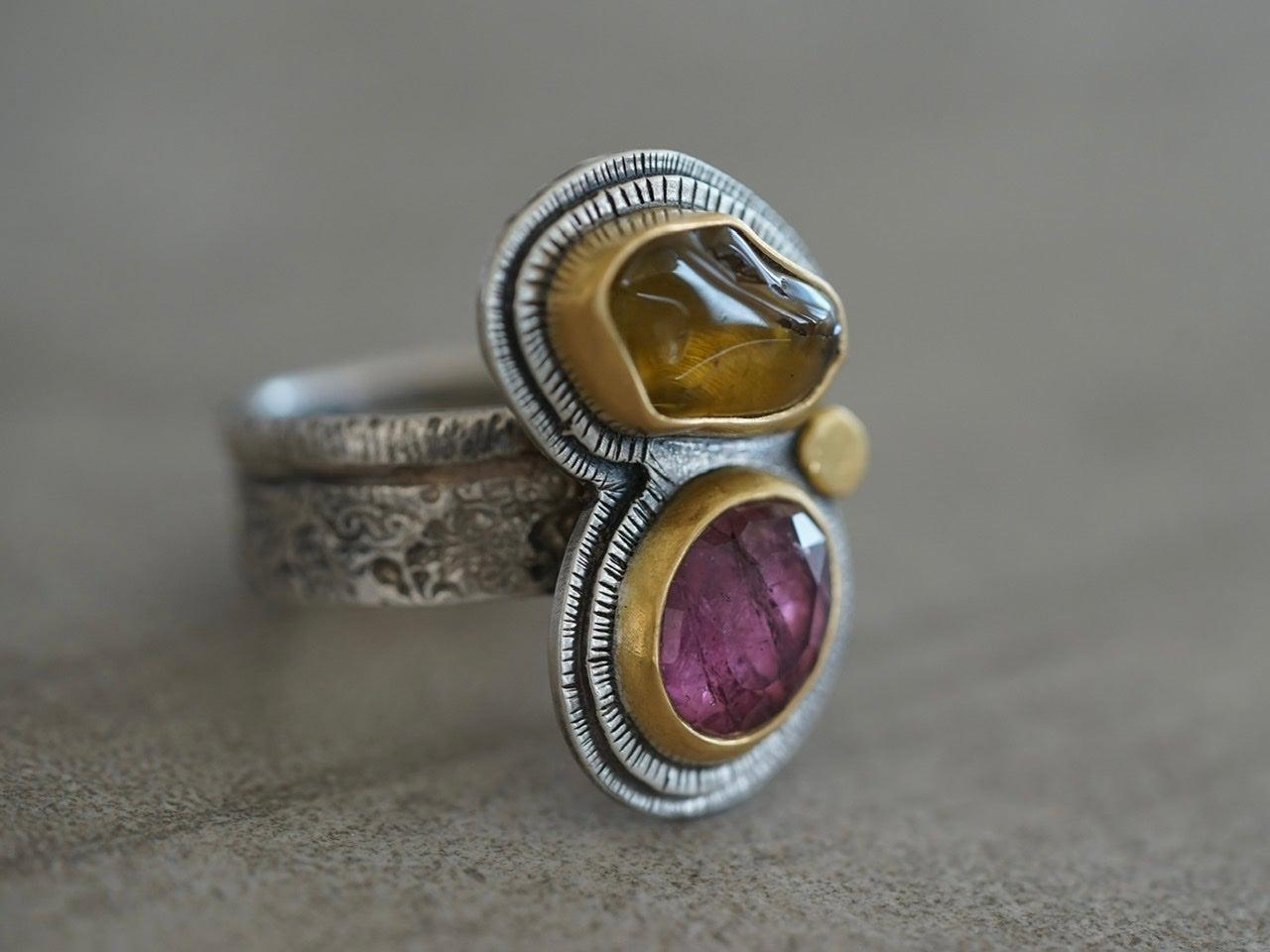 RESERVED FOR YVONNE, unique tourmaline ring, size 8.75