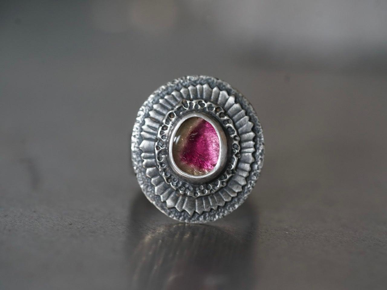 Tourmaline flower ring, size 7