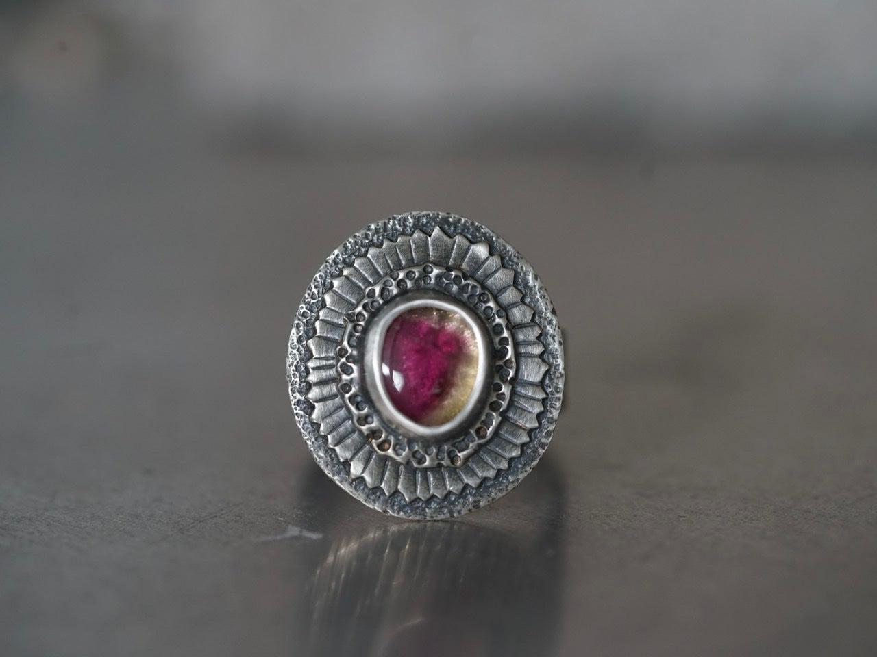 Tourmaline flower ring, size 7