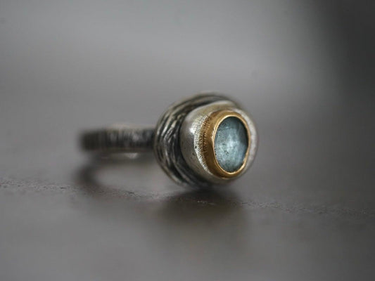 Aquamarine pebble ring US size 7.25