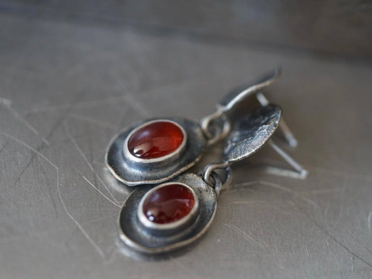 Melted series, hessonite garnet earrings
