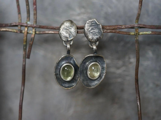 Melted series, green aquamarine earrings