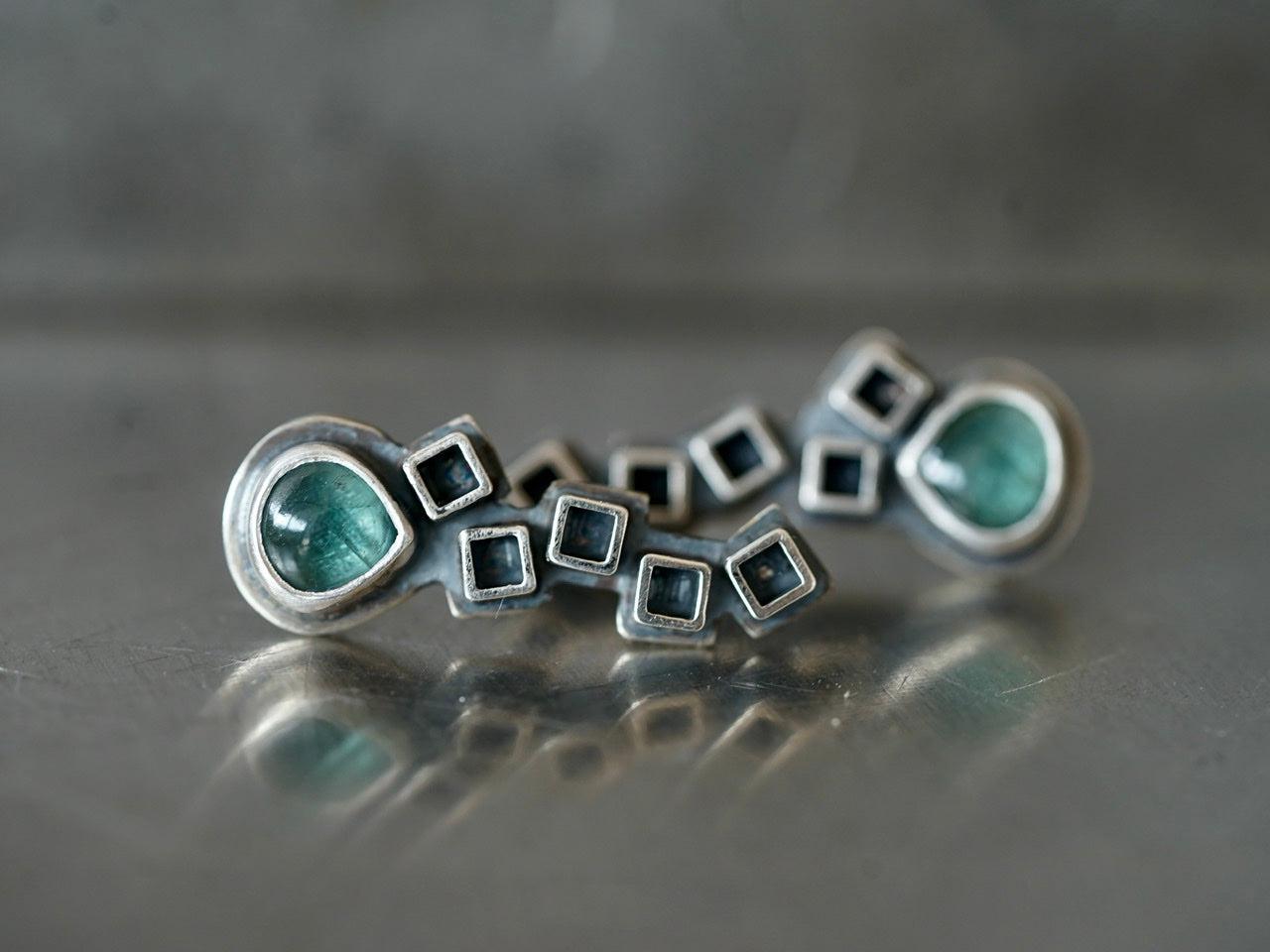 Teal tourmaline post earrings