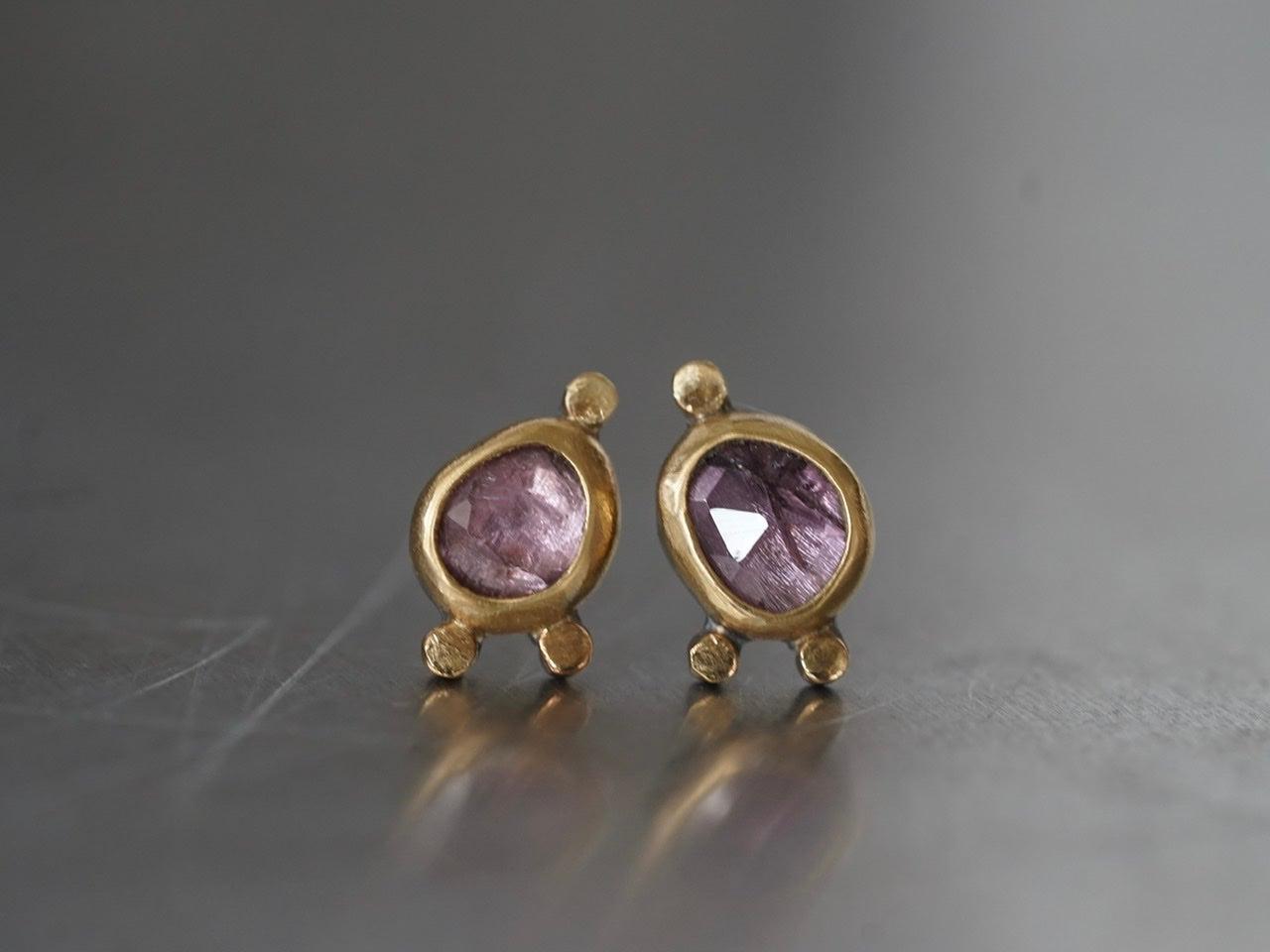 Lavender purple spinel and22k gold post earrings