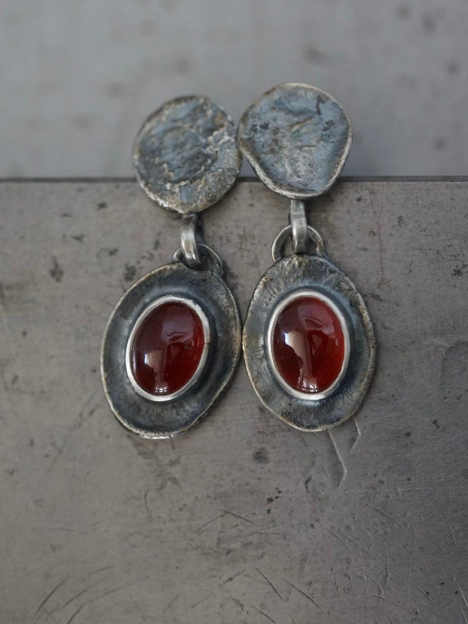 Melted series, hessonite garnet earrings