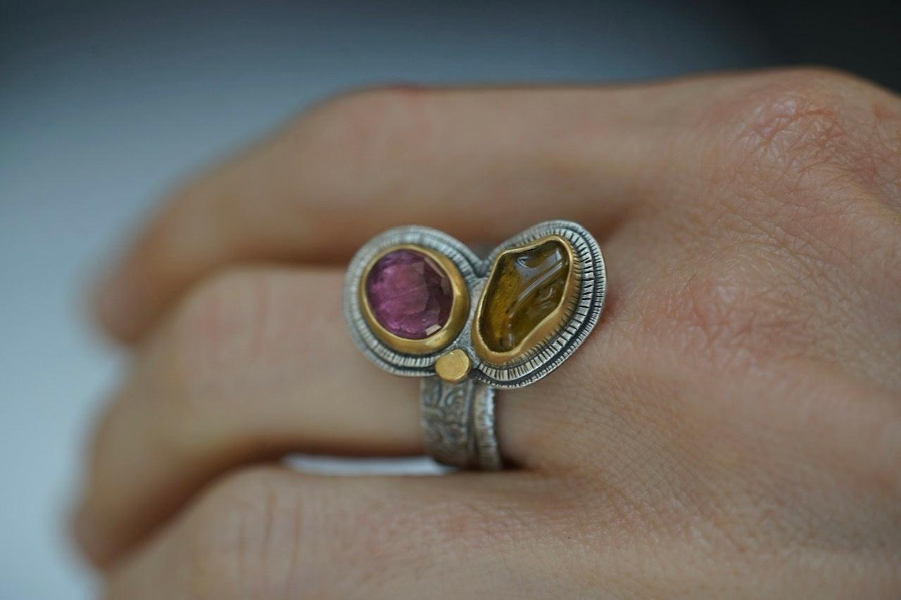 RESERVED FOR YVONNE, unique tourmaline ring, size 8.75