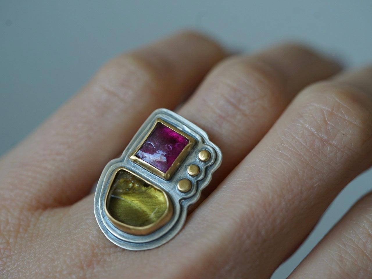 RESERVED for Catia, tourmaline ring , size 6.25