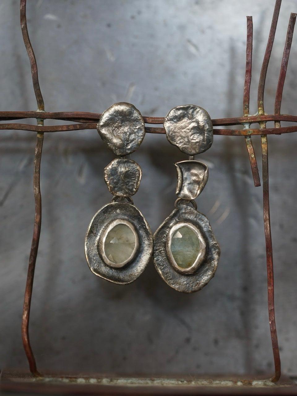 Melted series, aquamarine earrings
