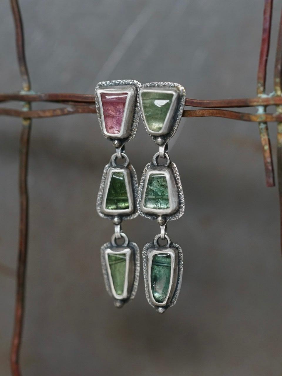 Tourmaline dangly post earrings