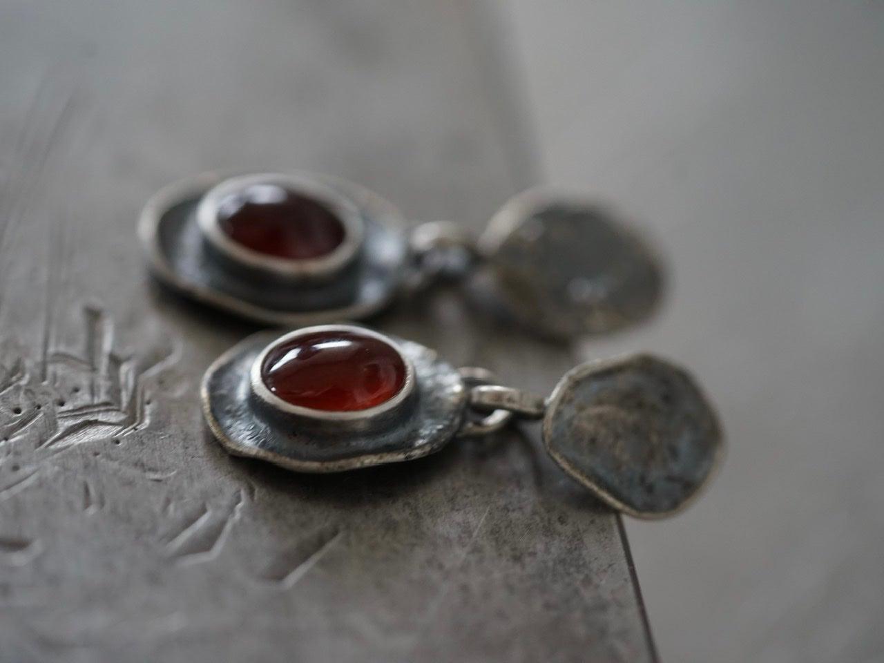 Melted series, hessonite garnet earrings