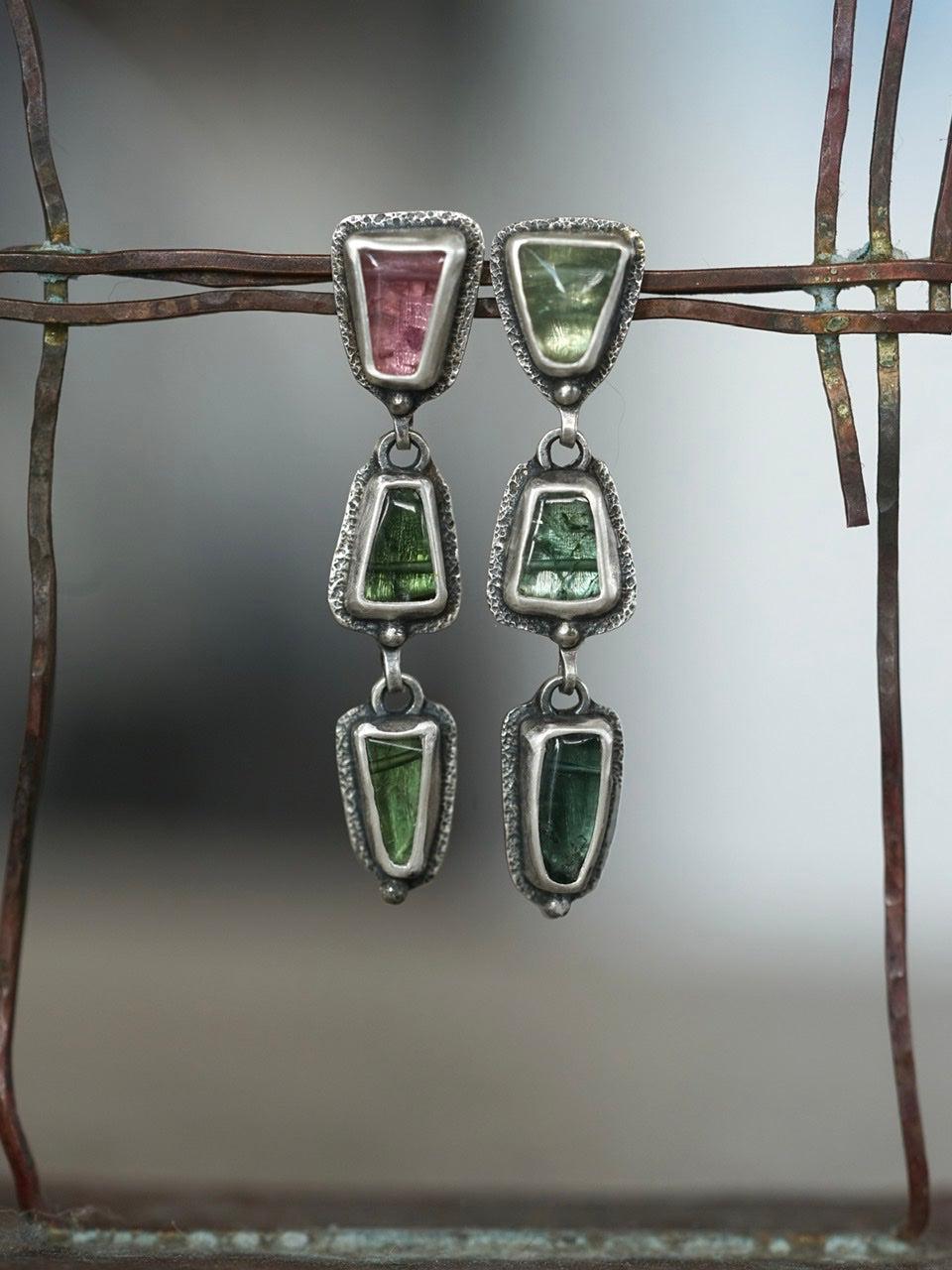 Tourmaline dangly post earrings
