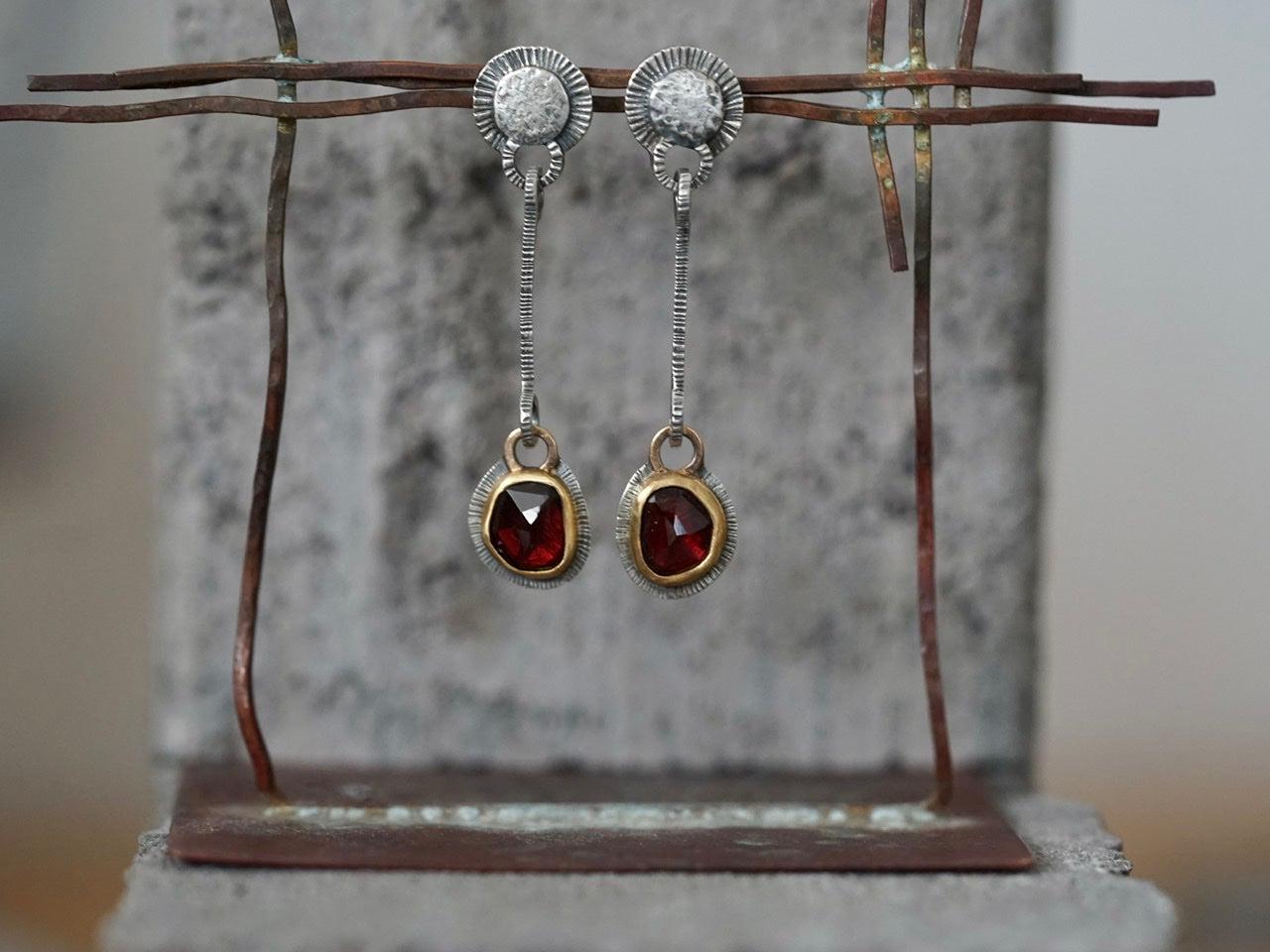 Dangly garnet and 22k gold earrings