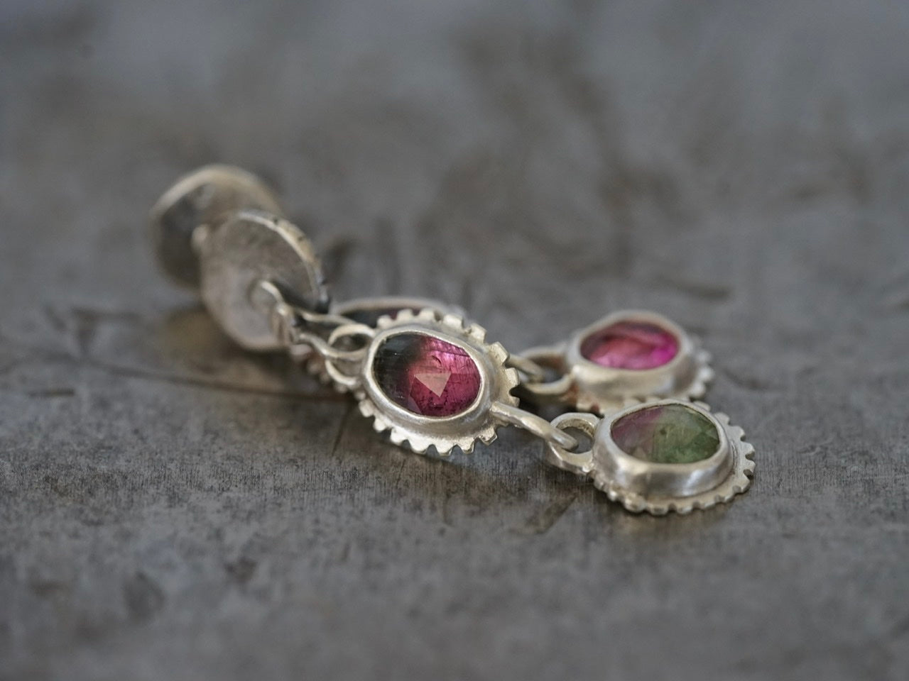 RESERVED Watermelon tourmaline earrings