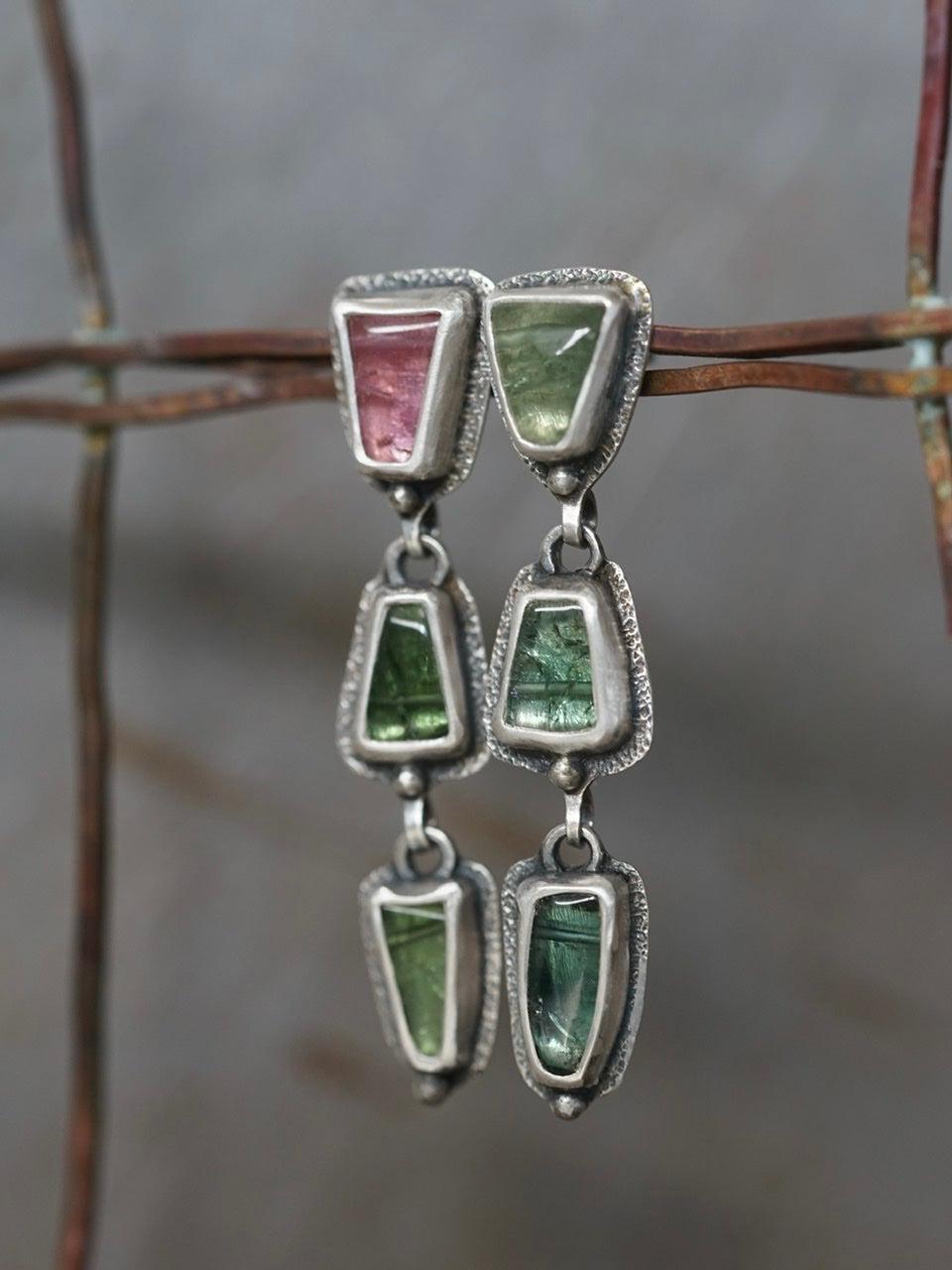 Tourmaline dangly post earrings