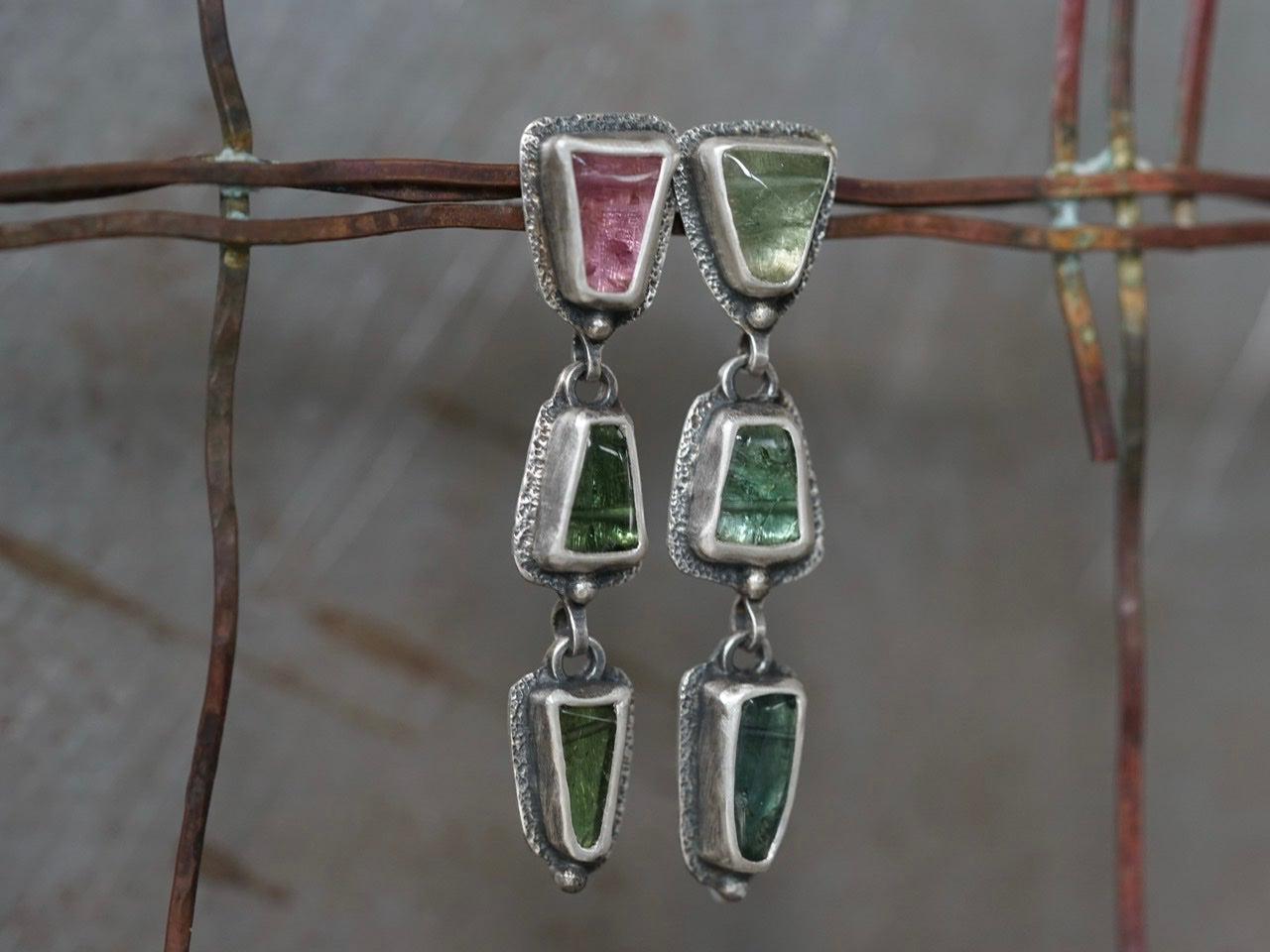 Tourmaline dangly post earrings