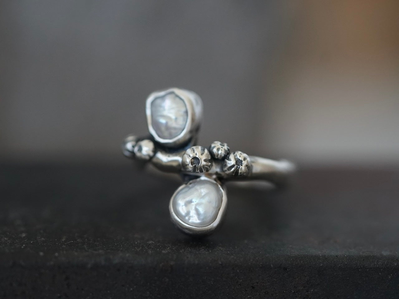 Organic freshwater pearl ring, size