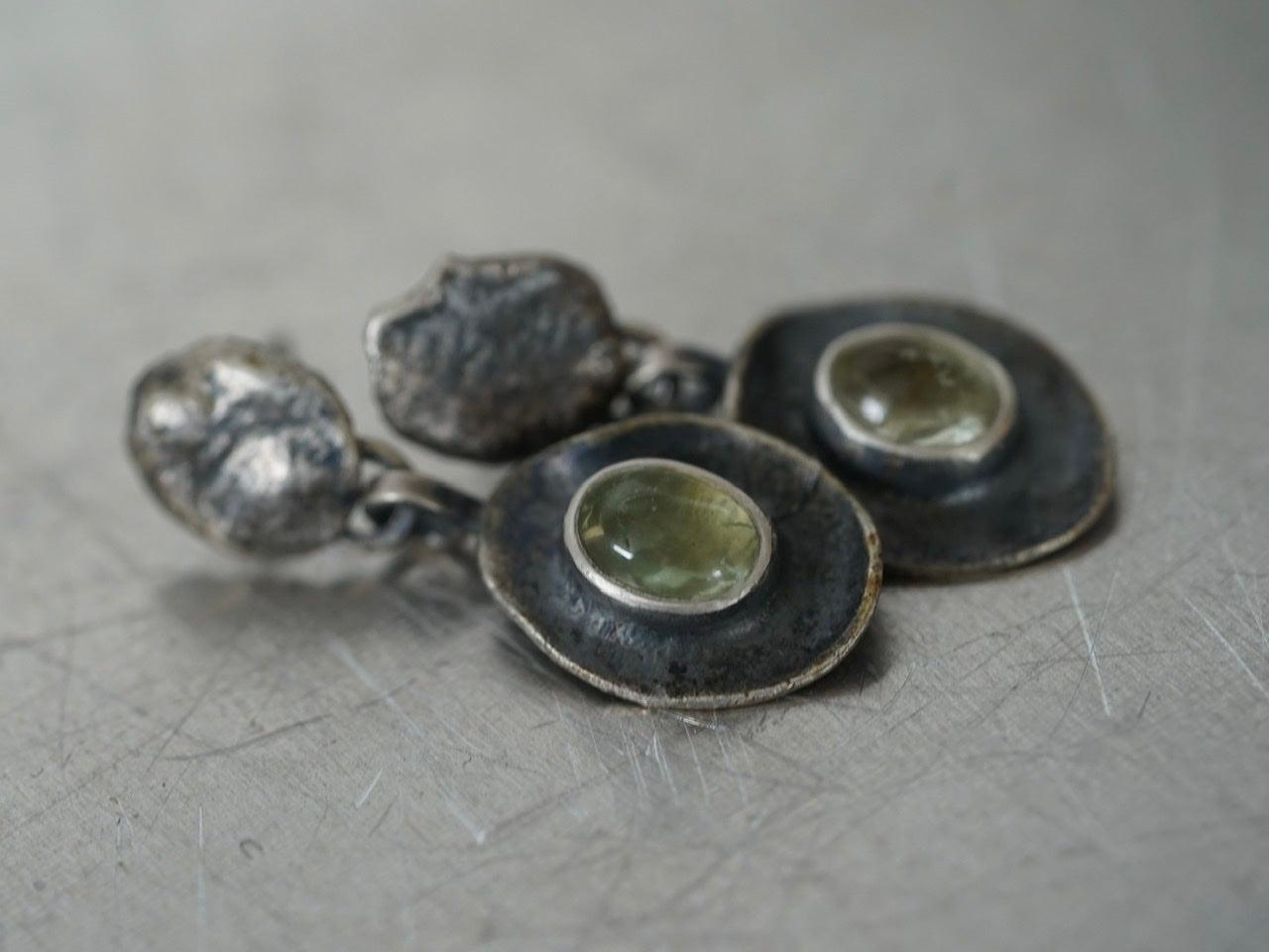 Melted series, green aquamarine earrings