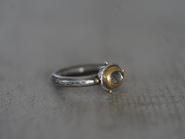 Green sapphire direction ring, size 6.25,