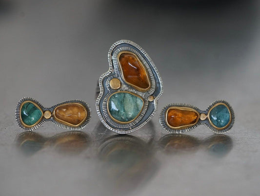 RESERVED for Catia, custom made tourmaline ring and earring