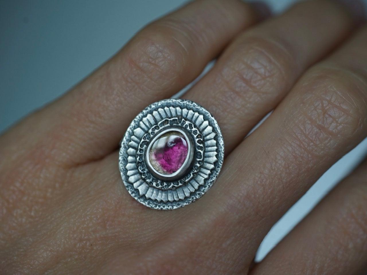 Tourmaline flower ring, size 7